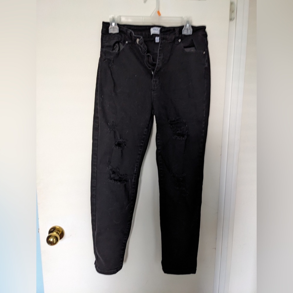 Wax Jean Black Distressed Women Jeans